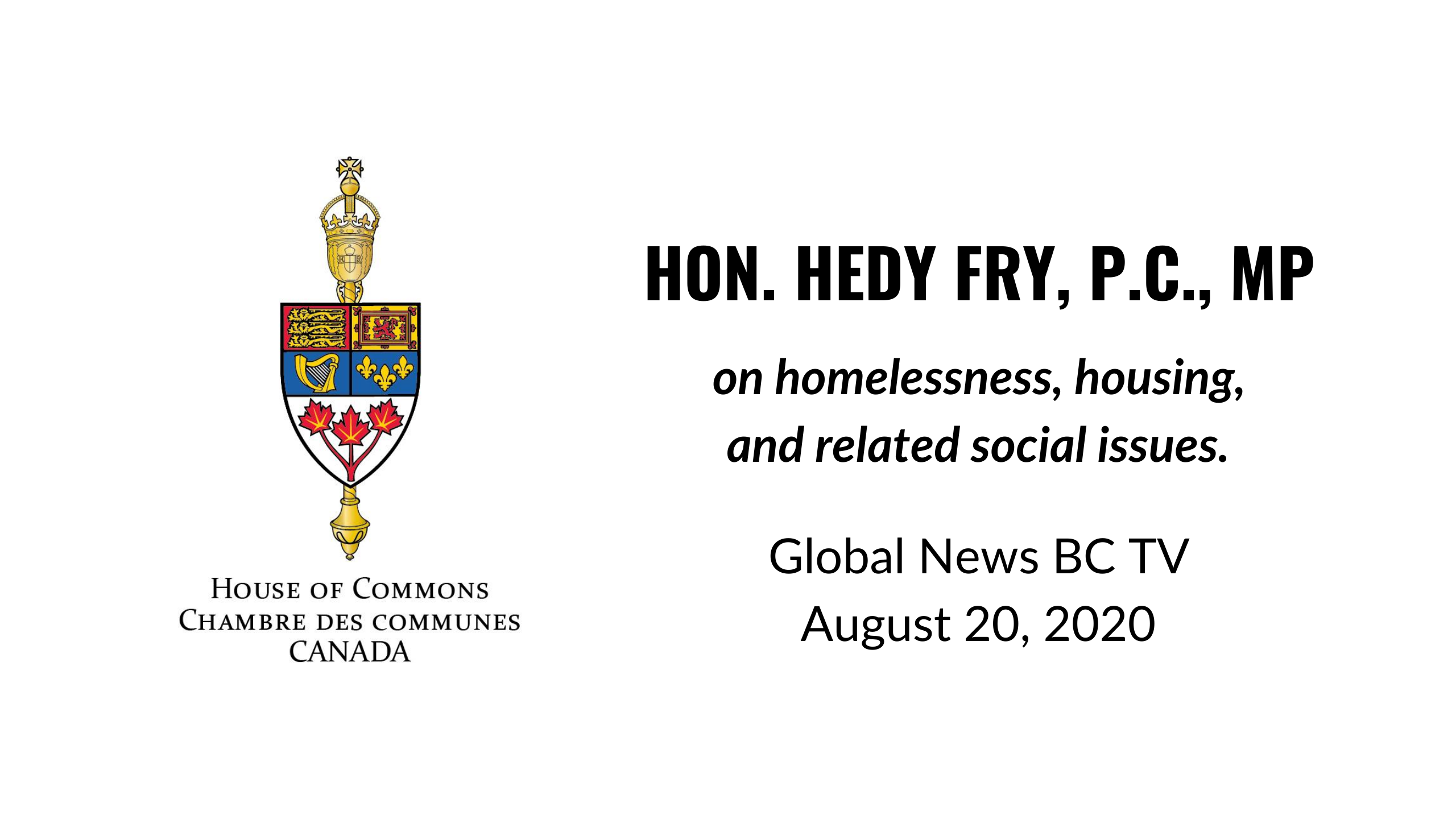 Global BC TV Interview: Housing & Homelessness